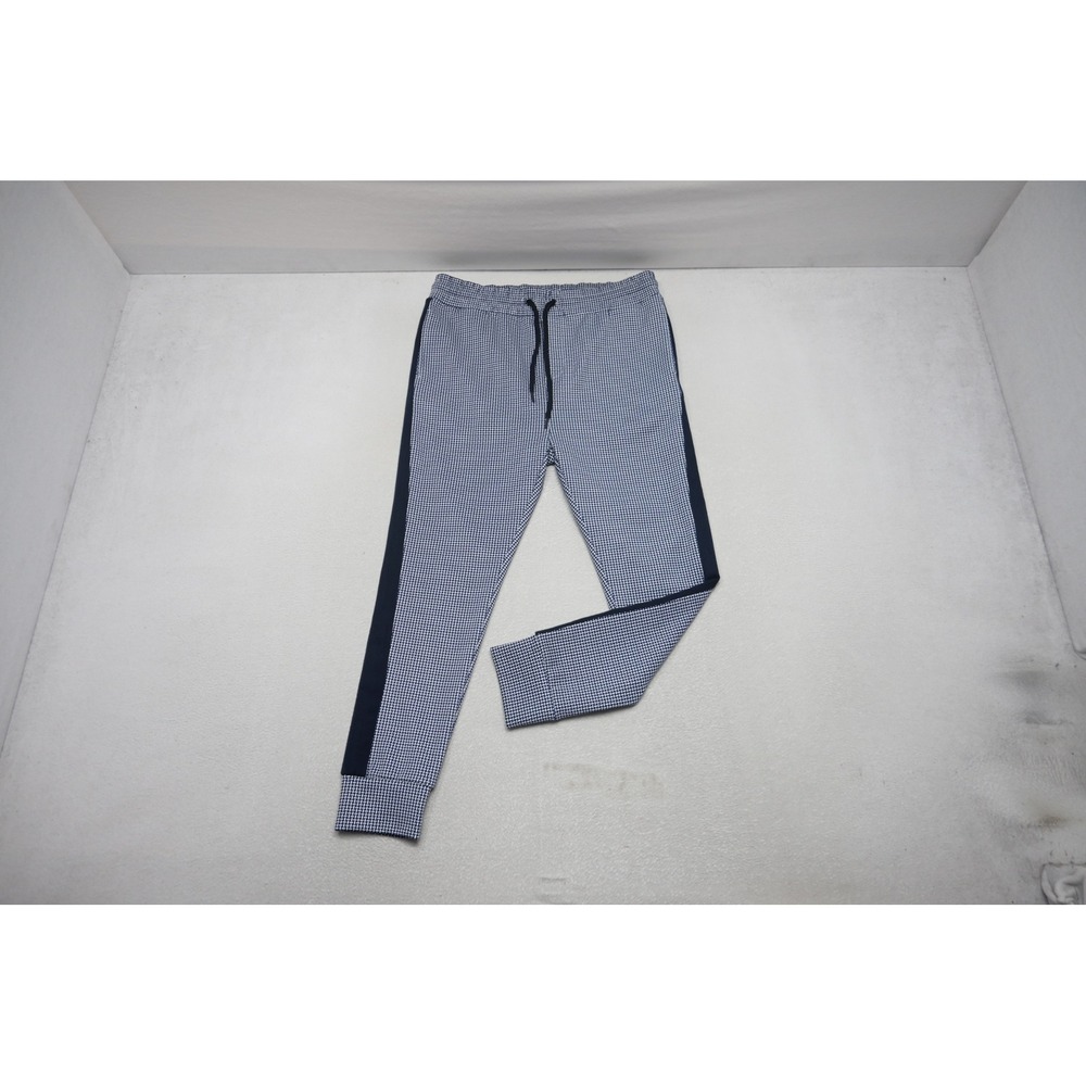 Zara Man Joggers Mens XL Blue White Geometric Side Stripe Athleisure Excellent